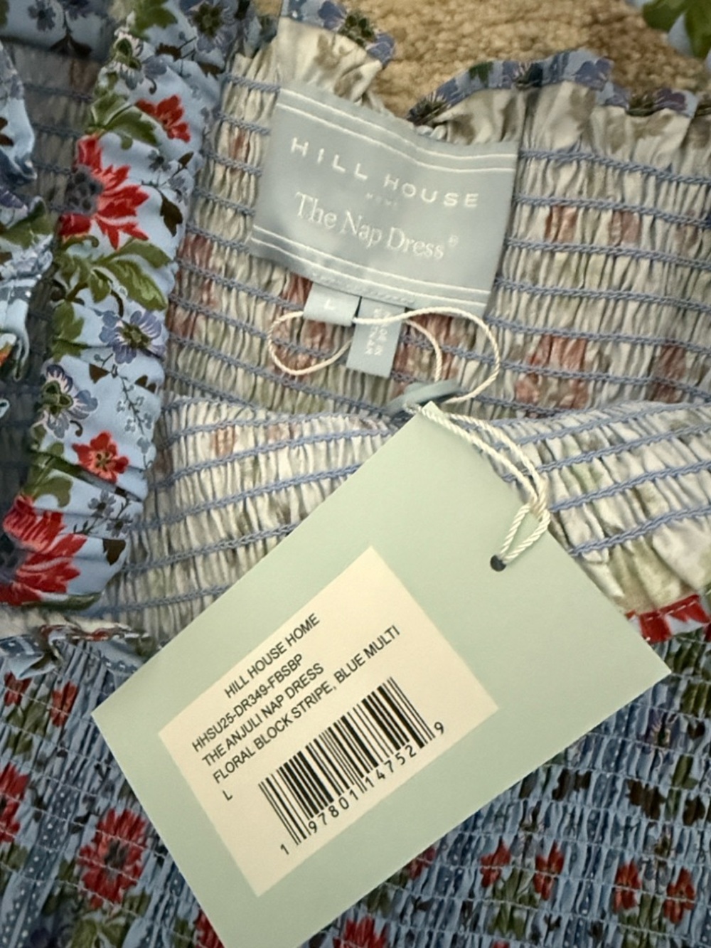 NWT Hill House Anjuli Nap Dress in Floral Block Stripe Blue Multi - Picture 3 of 3